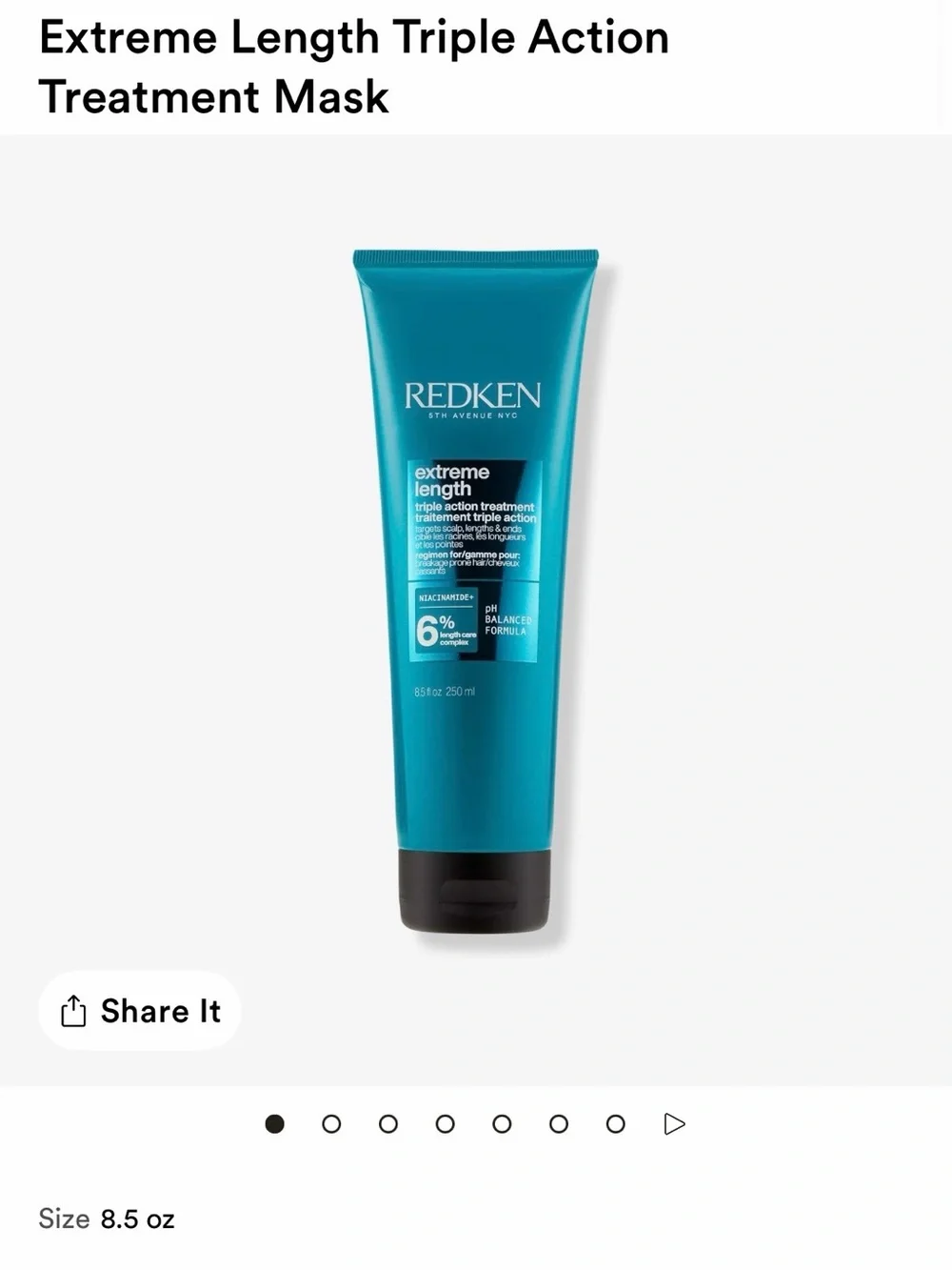 Redken Extreme Length Triple Action Treatment Mask - Teal Blue Tube